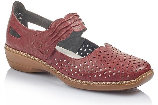 Rieker ballerines 41399.35 cuir rouge1367401_1