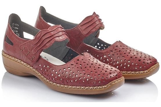 Rieker ballerines 41399.35 cuir rouge1367401_5