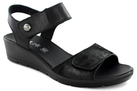 Enval soft sandales nu pieds 7278000 d.celeste cuir noir5490701_1