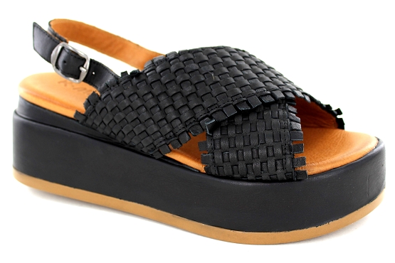 Kdaques sandales nu pieds fraise cuir noir5501601_1
