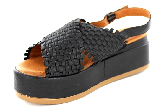 Kdaques sandales nu pieds fraise cuir noir5501601_3