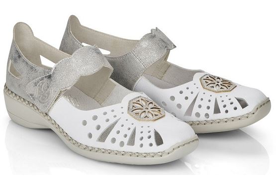 Rieker ballerines 41368.80 cuir blanc5575201_5