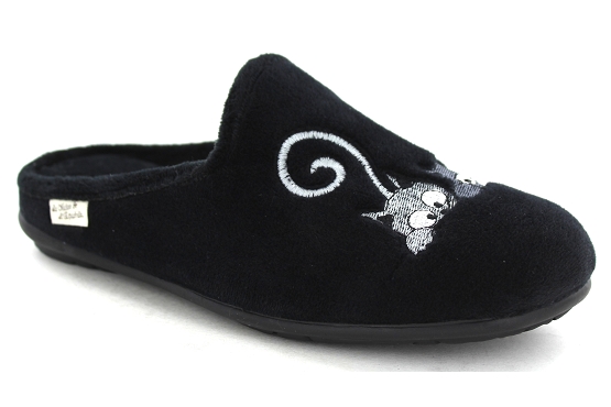 La maison de l espadrille pantoufles 9006.6 souris tissu noir5742201_2