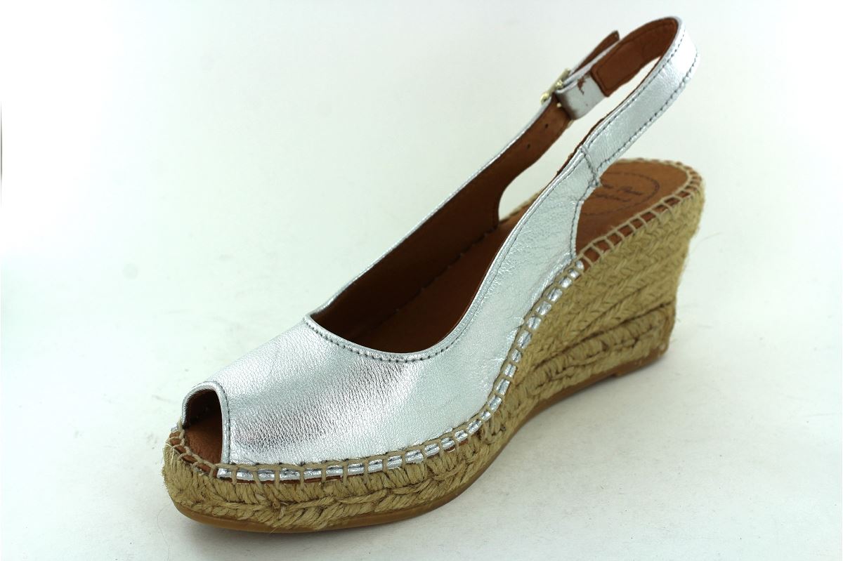 Toni Pons Croacia - Espadrille Compensée Peep Toe Cuir Femme - Semelle Jute 7 Cm Made In Spain